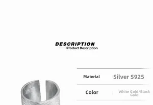 Détail macro d'une bague en argent S925 avec une texture mate sablée élégante