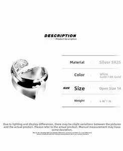 Detail showing S925 sterling silver ring specifications with irregular lava texture