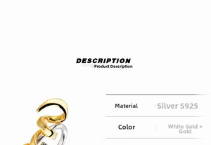 Detailopname van S925 zilveren ring met spiraalvormig ontwerp in witgoud en goud