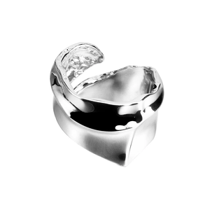 Minimalist S925 sterling silver irregular liquid metal texture open ring for women