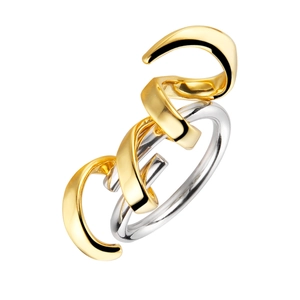 Minimalistische S925 sterling zilveren tweekleurige spiraal open ring voor dames