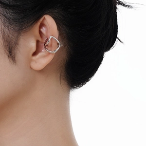 Minimalist S925 sterling silver geometric ear cuff earring for non-pierced ears