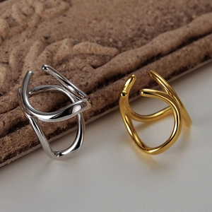 Minimalist S925 sterling silver hollow line ear cuffs in gold and silver finishes