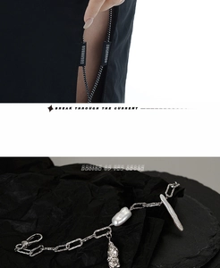 Detailed macro view of S925 silver bracelet featuring baroque pearls and lava texture pendant