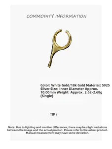 Detailed size and weight specs for S925 silver lava ear cuff in gold and white gold finish