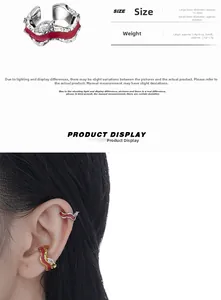 Spécifications détaillées de taille et de poids pour le clip d'oreille lave en argent