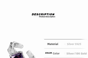 Detailed close-up of S925 silver ring featuring purple gemstone and lava texture finish