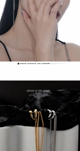 Detail of S925 silver tassel earrings with zircon studs shown on model and still life