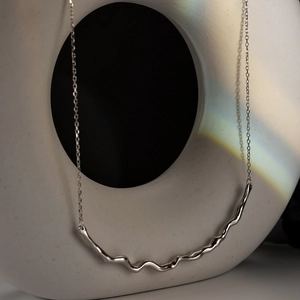 S925 Sterling Silver Irregular Wavy Texture Necklace For Women Minimalist Liquid Metal Pendant Chain Fashion Jewelry Gift