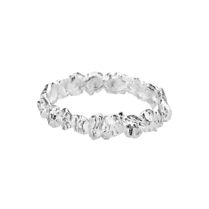 Minimalist S925 sterling silver ring featuring an irregular rock texture and artisan finish