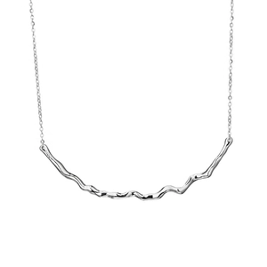 Elegant S925 sterling silver necklace featuring an irregular textured pendant on white background