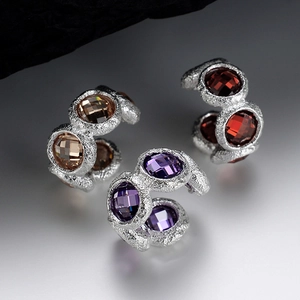 S925 Sterling Silver Textured Ear Cuffs For Women Rhinestone Inlaid Non Pierced U Shaped Clip On Earrings Light Luxury Jewelry
