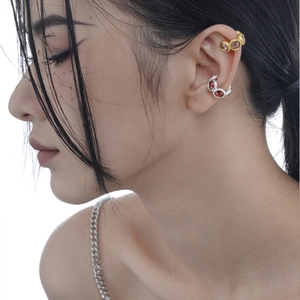 Textured S925 silver ear cuffs with zircon inlays in gold and silver finishes