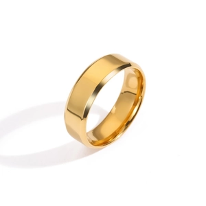 Anello minimalista in acciaio inossidabile placcato oro con finitura lucida e bordi