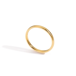 Polished gold stainless steel minimalist domed ring with mirror finish for women