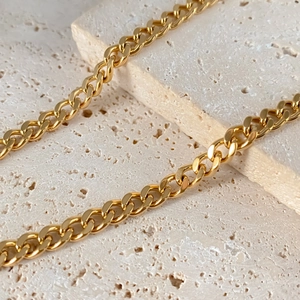 Collana da uomo con catena a maglia cubana in acciaio inossidabile placcato oro 18 carati