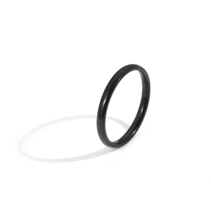 Polished black stainless steel minimalist band ring with smooth rounded surface details
