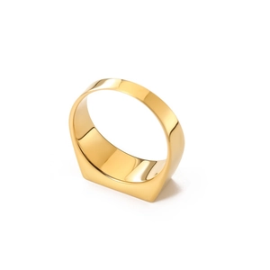 Polished gold square signet ring for men made of high-quality stainless steel