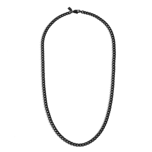 Collana a catena barbazzale minimalista in acciaio inossidabile nero con chiusura a moschettone