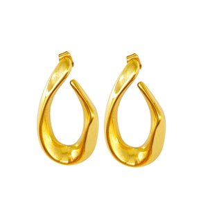 Boucles d'oreilles géométriques creuses en or torsadé en acier inoxydable poli