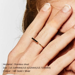 Minimalist stainless steel bar ring for women in 14K gold and silver finish