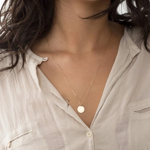 Collana Minimalista in Acciaio Inossidabile Con Ciondolo a Disco Rotondo da Donna Moneta Lucida Cerchio Martellato Gioielli Personalizzati