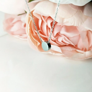Minimalist stainless steel necklace with round disc pendant and silver chain