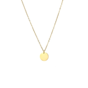 Minimalist double layer gold plated stainless steel necklace with round pendant