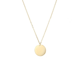 Collier double épaisseur en acier inoxydable avec pendentif rond plaqué or
