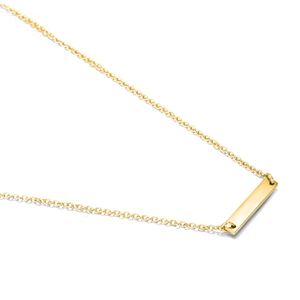 Elegant gold-tone 316L stainless steel necklace with polished rectangular bar pendant