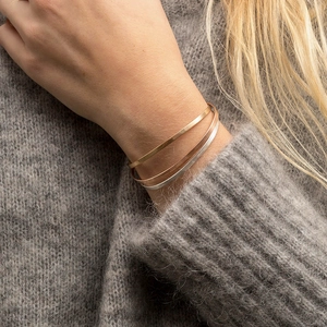 Bracelet Jonc Ouvert Minimaliste en Acier Inoxydable Poli pour Femmes Hommes Bracelet Métal Lisse Or Argent Or Rose Bijoux