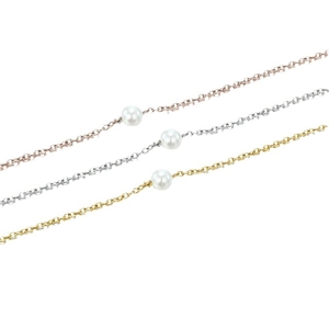 Collier élégant avec perle d'eau douce en finitions or, argent et or rose
