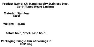 Spécifications des boucles d'oreilles cœur en acier inoxydable doré, argenté et rose