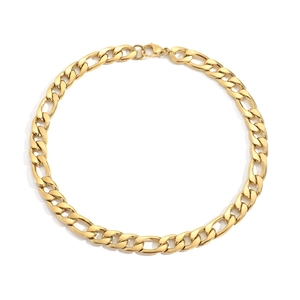 Polished gold-plated stainless steel Figaro link chain necklace for women and men