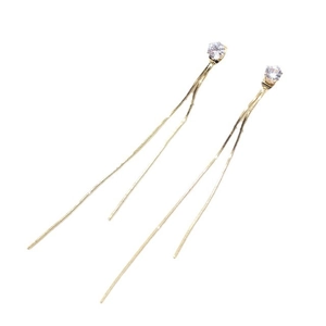 Boucles d'oreilles longues dorées à pampilles avec chaîne serpent et zircon cubique