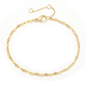 Minimalist gold-plated stainless steel lip chain bracelet with lobster clasp and extension