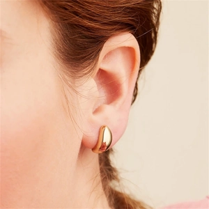 Boucles d'Oreilles Clous Arc en Acier Inoxydable Minimaliste pour Femme Style Goutte d'Eau Haricot Or Argent Bijoux