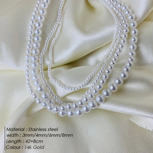 Elegant Imitation Artificial Pearl Necklace Stainless Steel 14K Gold Plated Chain Choker For Women Wedding Party Jewelry Simple Gift