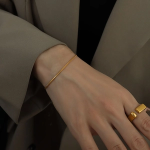 Minimalistische vergulde slangenketting armband en geometrische ring set voor dames