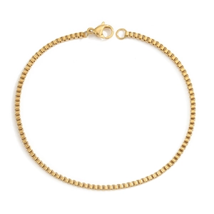 Elegant 18K gold plated stainless steel box chain bracelet with lobster clasp