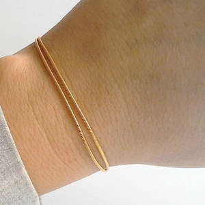 Minimalistische Roestvrijstalen Ronde Slangenketting Armband Voor Dames Heren Goud Roségoud Eenvoudige Dunne Mode Sieraden Schakelarmband