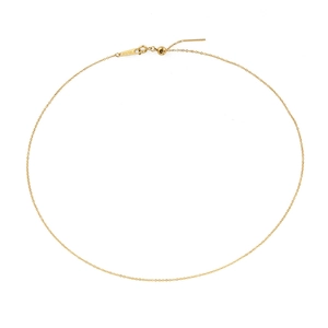 Detail of 18KGP gold plated stainless steel chain with adjustable sliding bead clasp