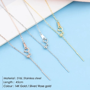 Adjustable 45cm 316L stainless steel necklaces in gold, silver, and rose gold finishes