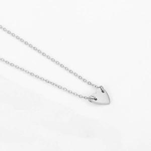Polished stainless steel heart pendant necklace with minimalist silver link chain