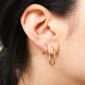 Ensemble créoles en acier inoxydable plaqué or 18 carats pour femme style minimaliste