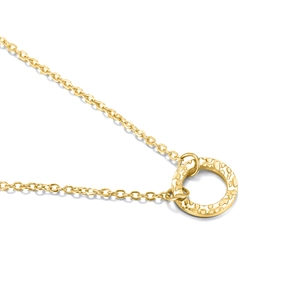Minimalist gold stainless steel clavicle chain with textured round circle pendant