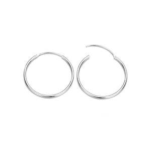 Boucles d'oreilles créoles minimalistes en acier inoxydable argenté poli rond