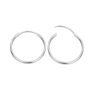 Paire de boucles d'oreilles créoles minimalistes en acier argenté avec fermoir