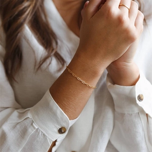 Minimalistisches Edelstahl Armband Mit Büroklammerkette Für Damen Verstellbare Polierte Gold Silber Gliederkette Modeschmuck