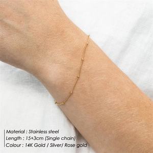 Bracciale minimalista a doppio strato in acciaio inossidabile con perle oro 14K
